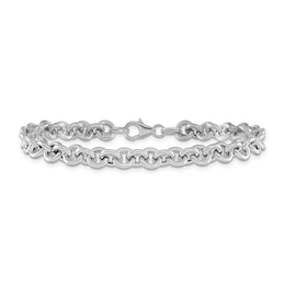 Fancy Rolo Bracelet 14K White Gold 7.75"