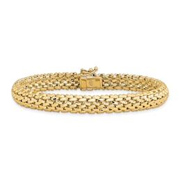 Polished Mesh Bracelet 14K Yellow Gold 7.25"