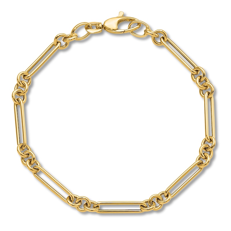 Main Image 1 of Polished Fancy Link Bracelet 14K Yellow Gold 7.5"