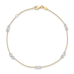 Infinity Anklet 14K Two-Tone Gold 9"