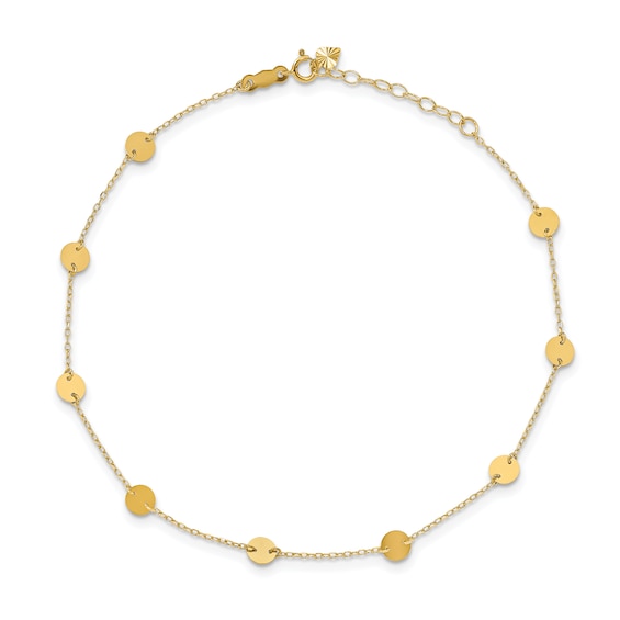 Disk Anklet 14K Yellow Gold 9"