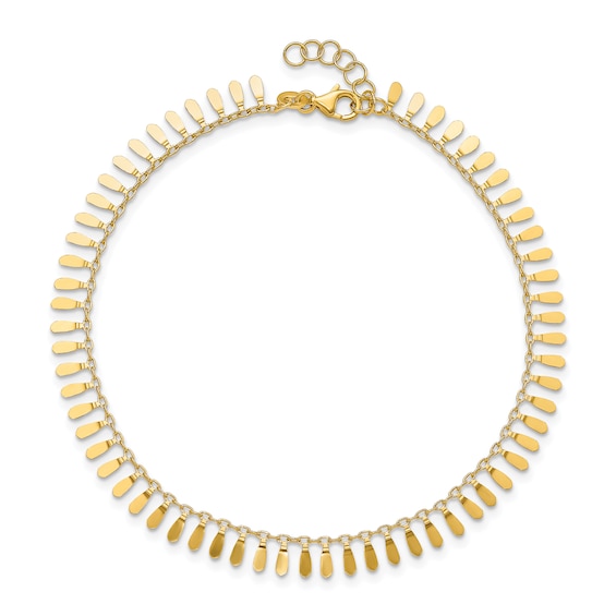 Fancy Link Anklet 14K Yellow Gold 9"