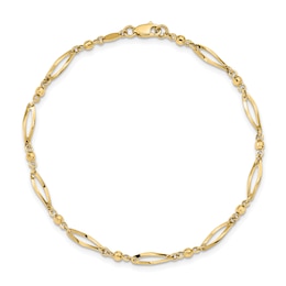 Diamond-Cut Polished Anklet 14K Yellow Gold 9&quot;