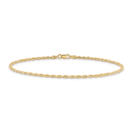 Diamond-Cut Rope Chain Anklet 14K Yellow Gold 10"