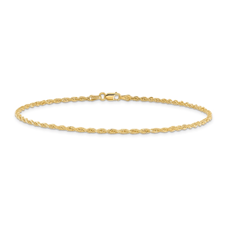 Diamond-Cut Rope Chain Anklet 14K Yellow Gold 10"