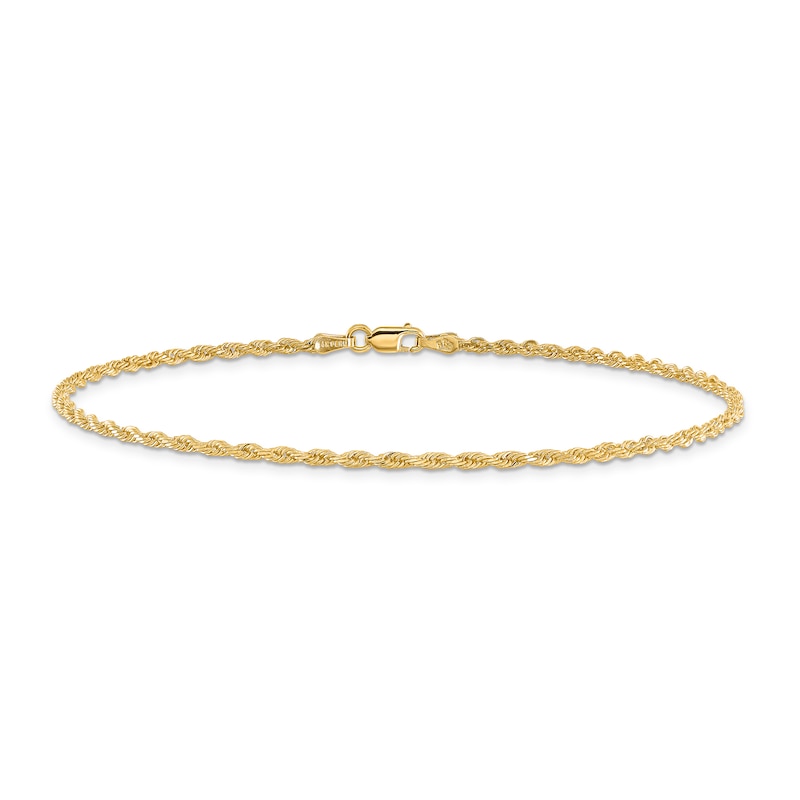 Main Image 1 of Diamond-Cut Rope Chain Anklet 14K Yellow Gold 10"