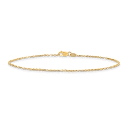 Open Link Cable Anklet 14K Yellow Gold 10"