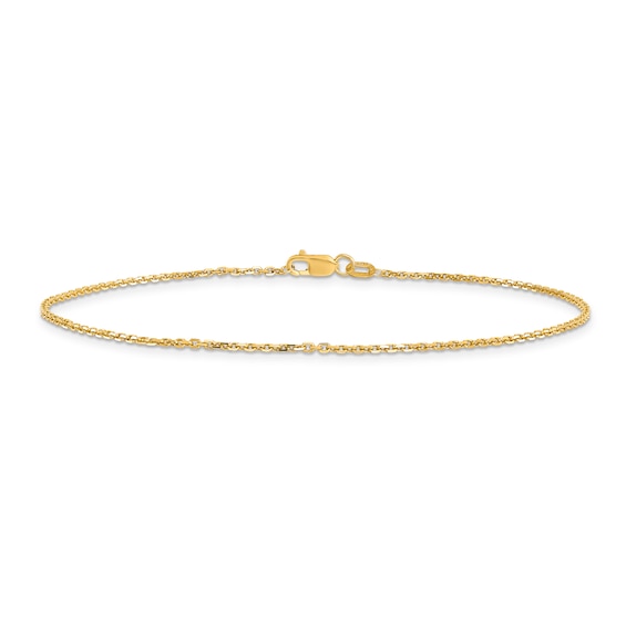 Open Link Cable Anklet 14K Yellow Gold 10"