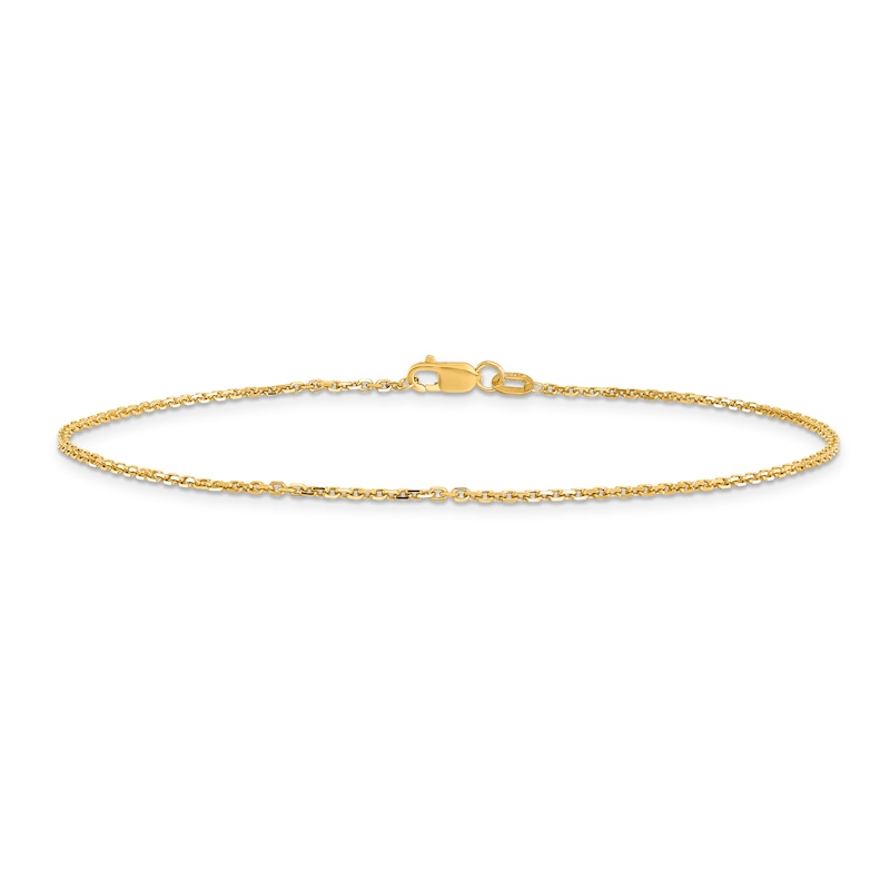 Main Image 1 of Open Link Cable Anklet 14K Yellow Gold 10"