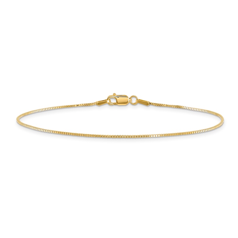 Main Image 1 of Box Chain Anklet 14K Yellow Gold 9"