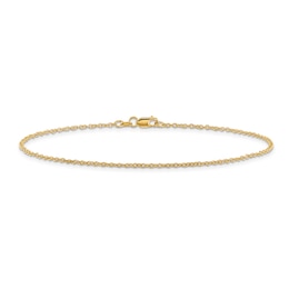 Cable Chain Anklet 14K Yellow Gold 10"