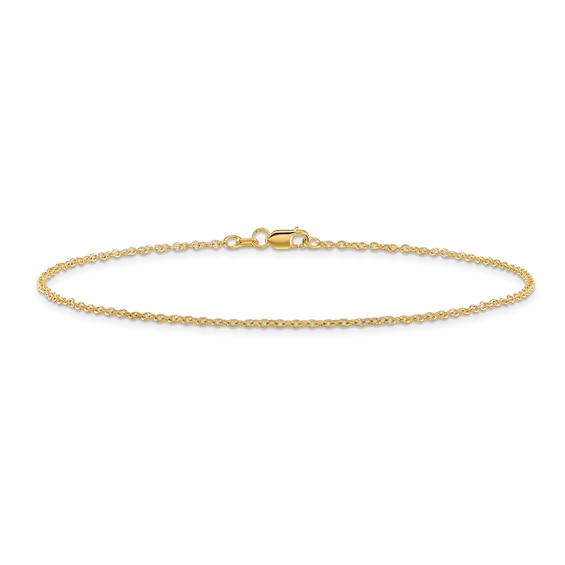 Cable Chain Anklet 14K Yellow Gold 10"