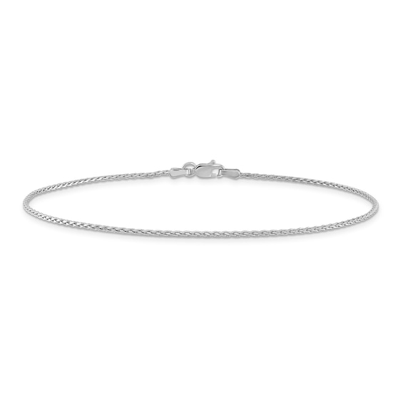 Wheat Chain Anklet 14K White Gold 10"