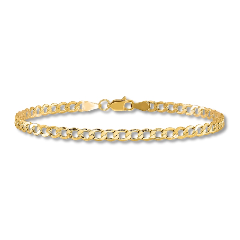 14K Yellow Gold Chain Ankle Bracelet with White Gold Diamond Flower and Heart Charms