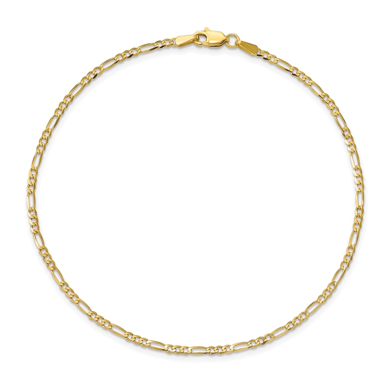 Flat Figaro Anklet 14K Yellow Gold 9"