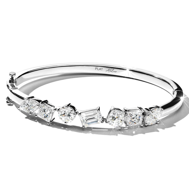 Main Image 1 of Jared Atelier Diamond Bangle Bracelet 4-7/8 ct tw Marquise/Princess/ Round/Cushion/Oval/Emerald Platinum