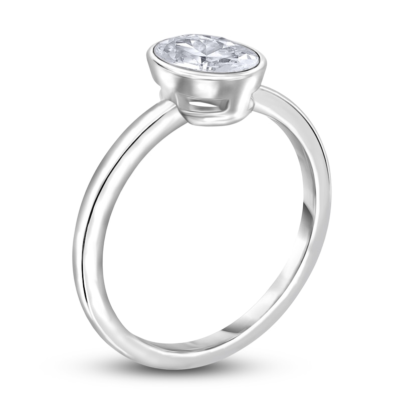 Main Image 2 of Diamond Solitaire Engagement Ring 1-1/2 ct tw Bezel-Set Oval 14K White Gold (I2/I)