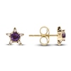 Thumbnail Image 1 of Natural Amethyst Star Stud Earrings 1/20 ct tw Diamonds 14K Yellow Gold