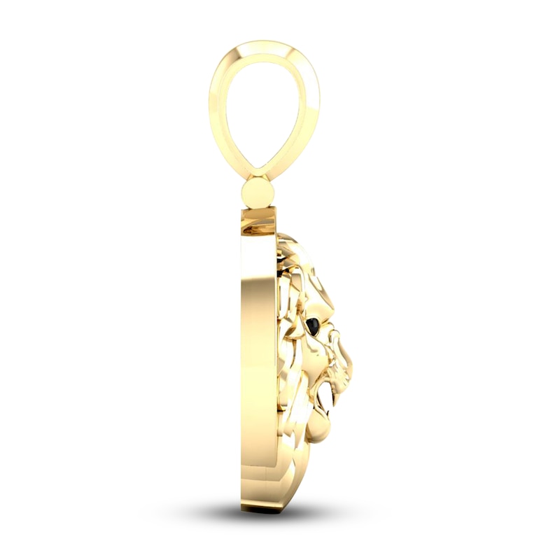 Main Image 2 of Men's 10K Yellow Gold Lion Charm 1/8 ct tw Round Diamonds