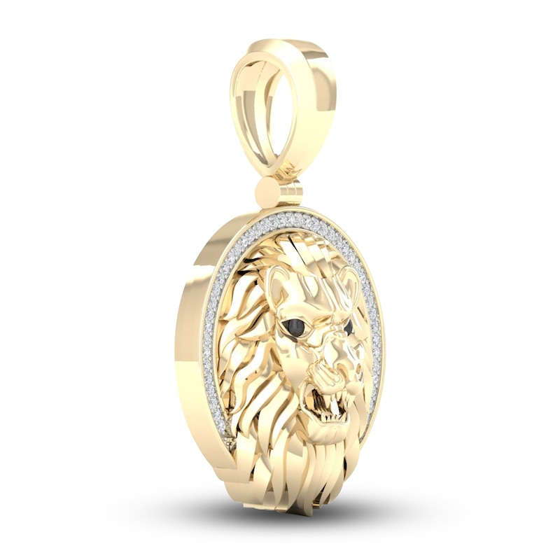 Main Image 3 of Men's 10K Yellow Gold Lion Charm 1/8 ct tw Round Diamonds