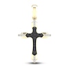 Men's Black/White Diamond Cross Charm 3/4 ct tw Round 10K Yellow Gold