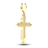 Men's Black/White Diamond Cross Charm 3/4 ct tw Round 10K Yellow Gold
