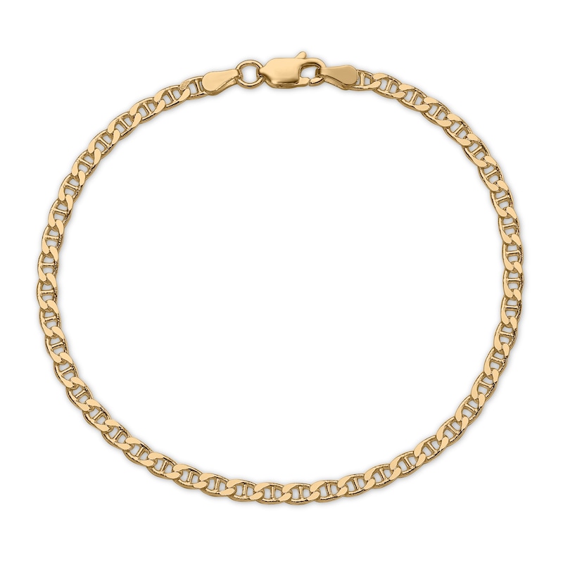 Main Image 1 of Men's Solid Mariner Link Bracelet 14K Yellow Gold 8.5" 10mm