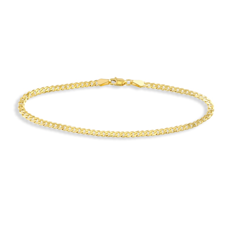 Men's Round 3.1mm Cuban Chain Bracelet 14K Yellow Gold 7.25"