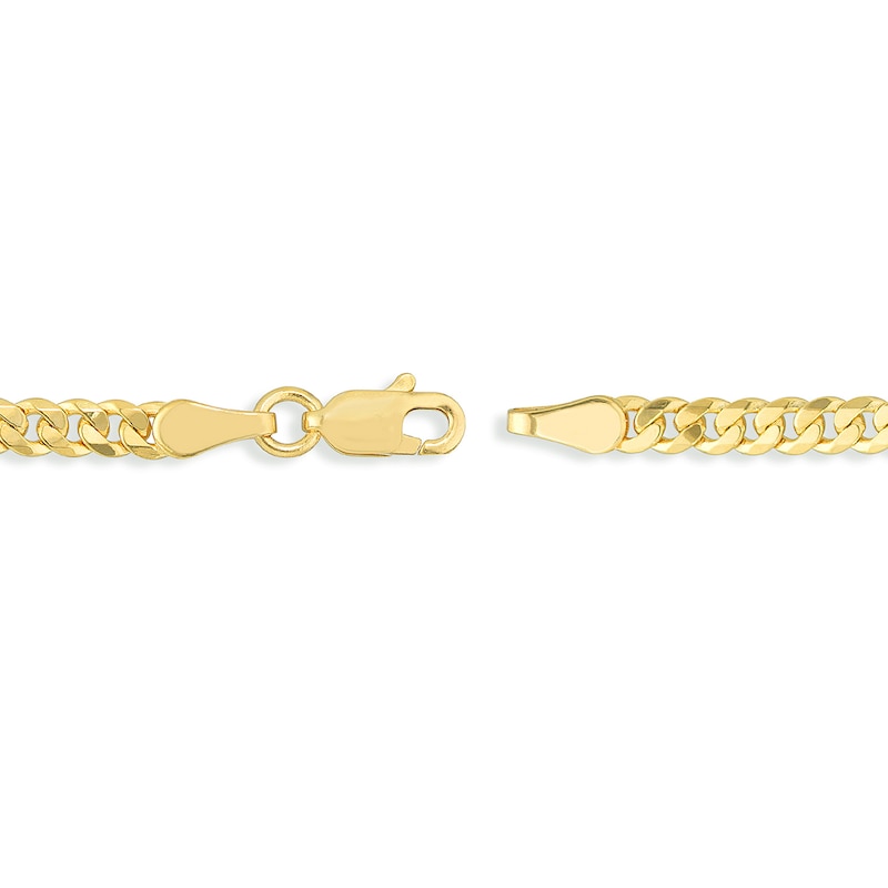 Men's Round 3.1mm Cuban Chain Bracelet 14K Yellow Gold 7.25"