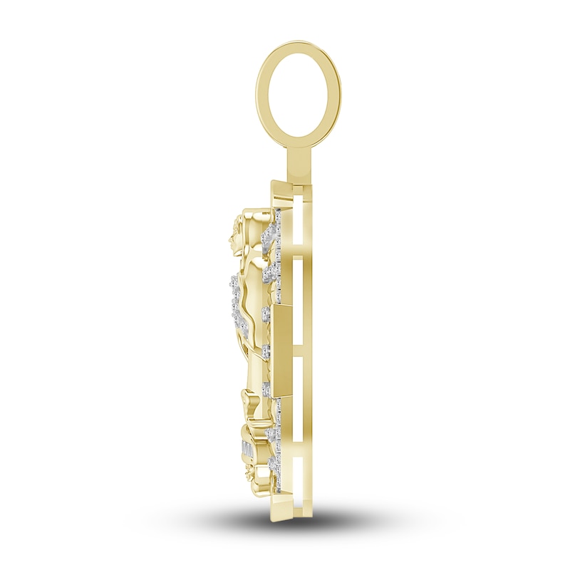 Main Image 3 of Men's Diamond Blessed Mother Necklace Charm 1/4 ct tw Round 10K Yellow Gold