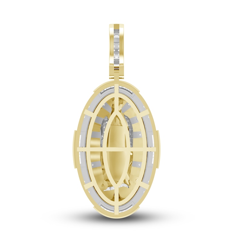 Main Image 4 of Men's Diamond Blessed Mother Necklace Charm 1/4 ct tw Round 10K Yellow Gold