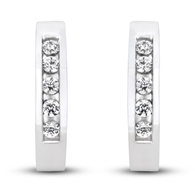 Diamond Hoop Earrings 1/4 ct tw Round 14K White Gold