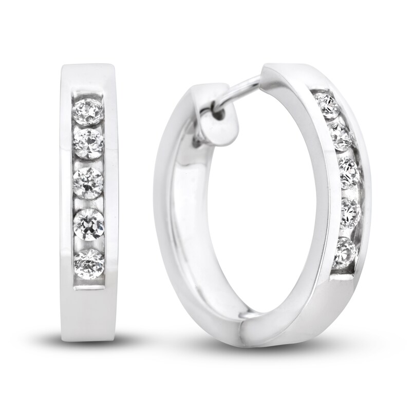 Diamond Hoop Earrings 1/4 ct tw Round 14K White Gold