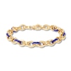 Thumbnail Image 1 of Italia D'Oro Oval Disk Bracelet Dark Blue Enamel 14K Yellow Gold