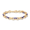 Thumbnail Image 0 of Italia D'Oro Oval Disk Bracelet Dark Blue Enamel 14K Yellow Gold