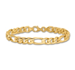 Men's Solid Figaro Chain Bracelet 14K Yellow Gold 8.0mm 8&quot;