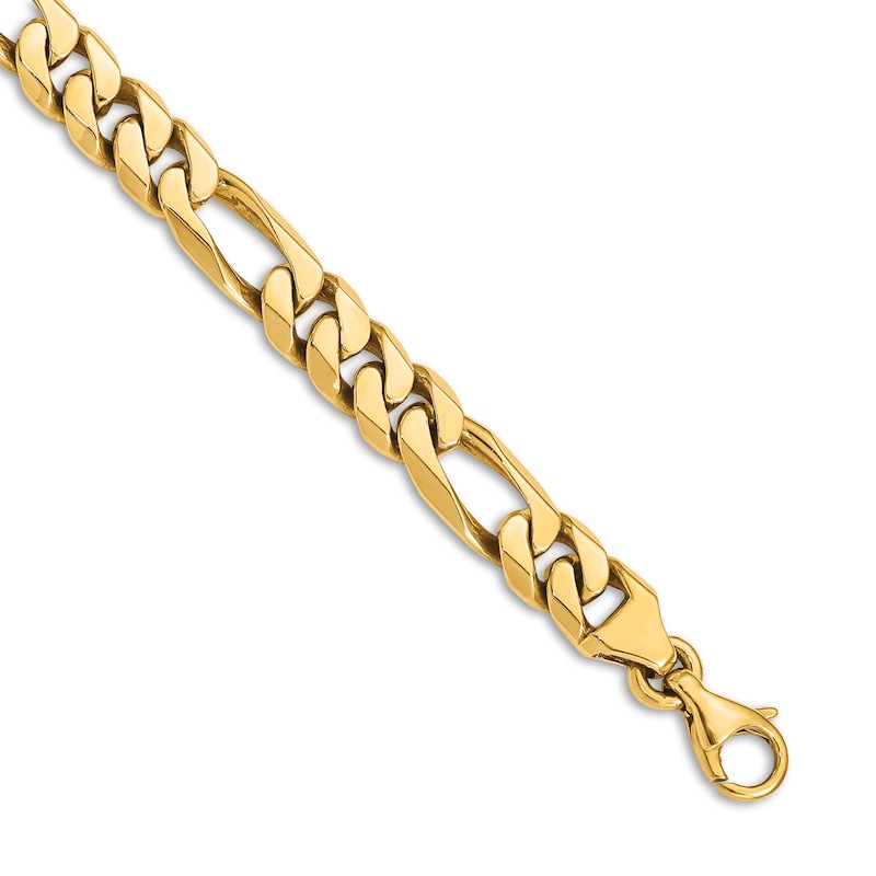 Main Image 2 of Men's Solid Figaro Chain Bracelet 14K Yellow Gold 8.0mm 8"