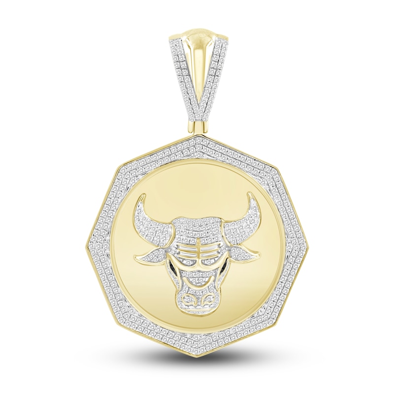 Main Image 1 of Men's Diamond Bull Charm 1 ct tw Round 10K Yellow Gold