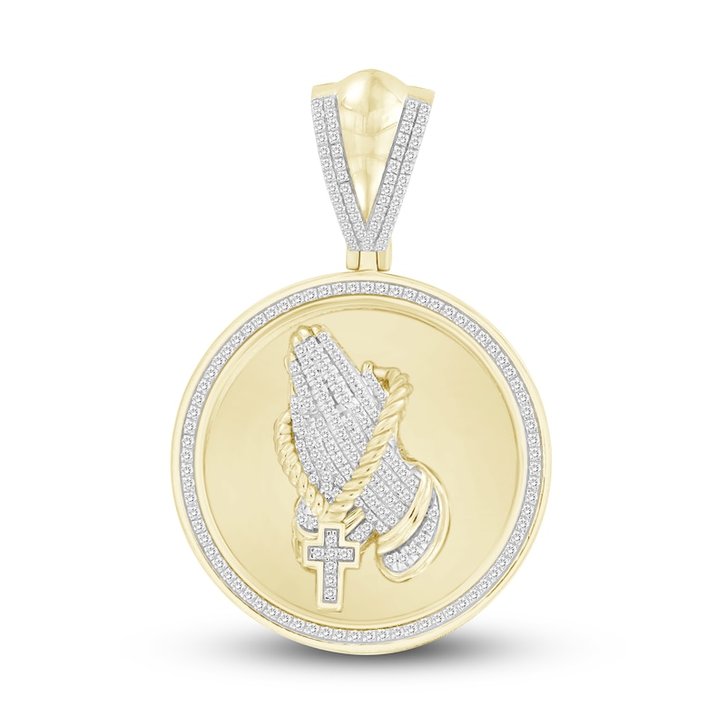 Main Image 1 of Men's Diamond Religious Charm 1/2 ct tw Round 10K Yellow Gold