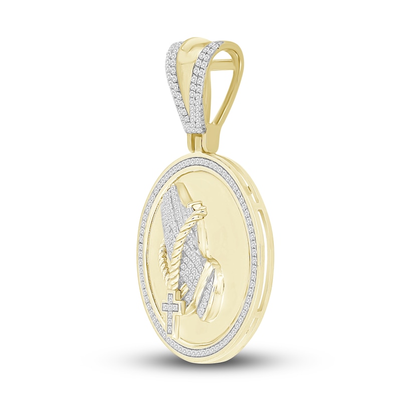 Main Image 2 of Men's Diamond Religious Charm 1/2 ct tw Round 10K Yellow Gold
