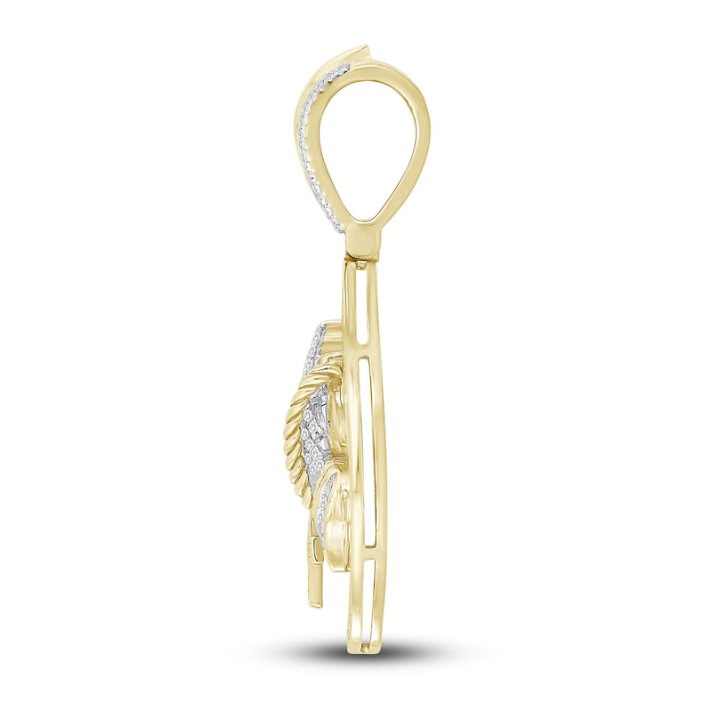 Main Image 3 of Men's Diamond Religious Charm 1/2 ct tw Round 10K Yellow Gold