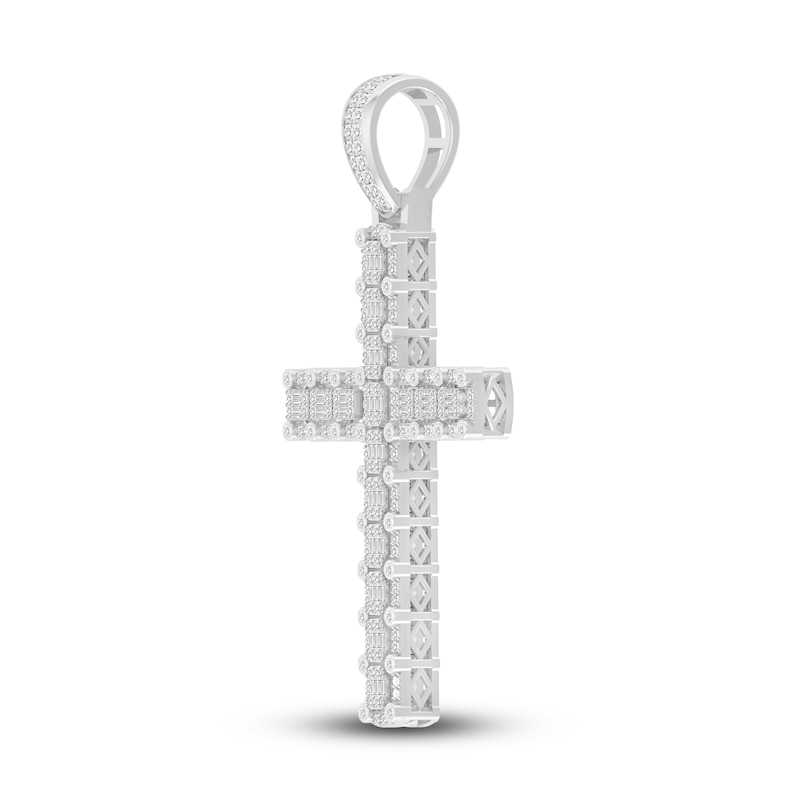 Main Image 2 of Men's Diamond Cross Charm 2 ct tw Round 10K White Gold