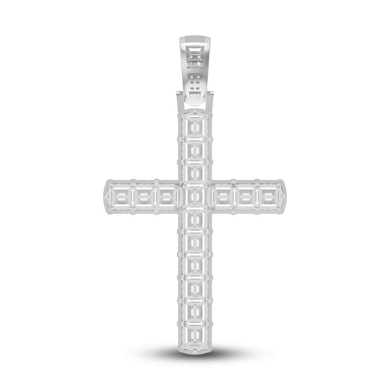 Men's Diamond Cross Charm 2 ct tw Round 10K White Gold