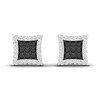 Thumbnail Image 1 of Men's Black Diamond Stud Earrings 1 ct tw Round 10K White Gold