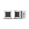 Thumbnail Image 2 of Men's Black Diamond Stud Earrings 1 ct tw Round 10K White Gold