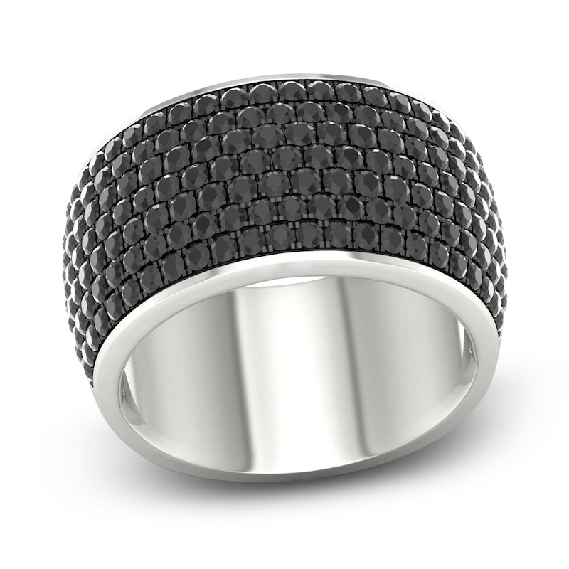 Main Image 1 of Men's Black Diamond Ring 2 ct tw Round 10K White Gold