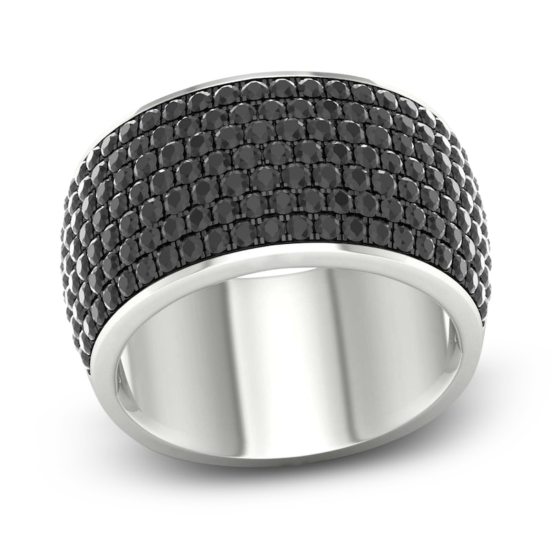 Men's Black Diamond Ring 2 ct tw Round 10K White Gold