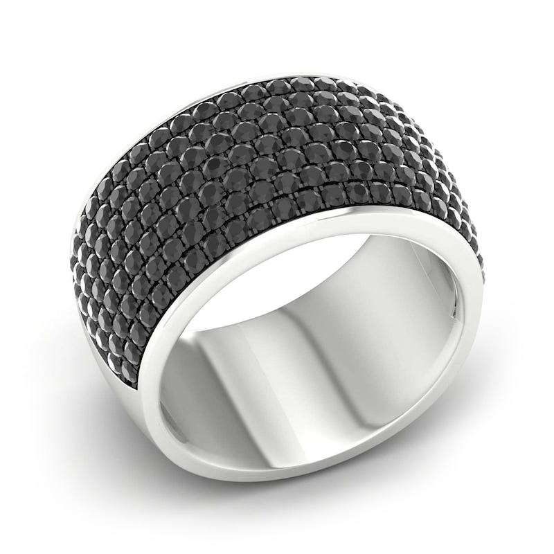 Main Image 2 of Men's Black Diamond Ring 2 ct tw Round 10K White Gold