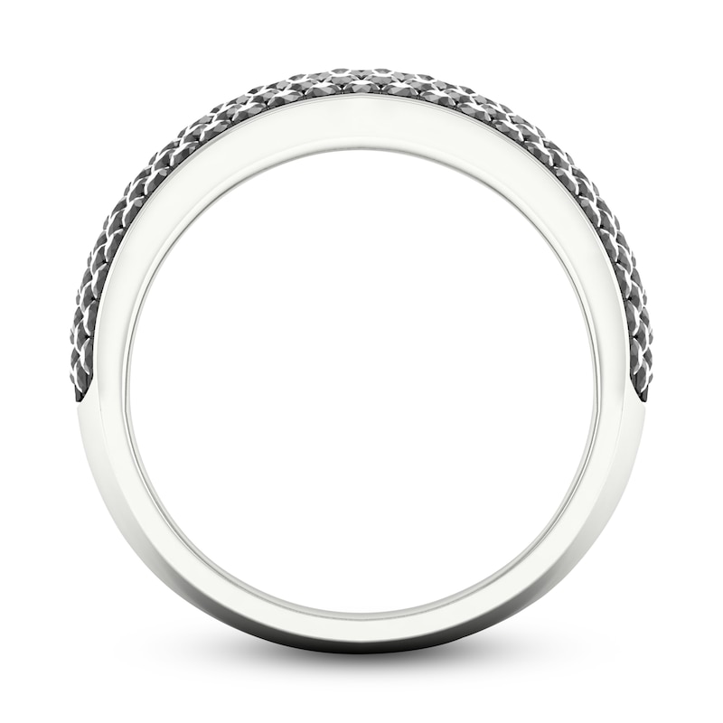 Main Image 3 of Men's Black Diamond Ring 2 ct tw Round 10K White Gold