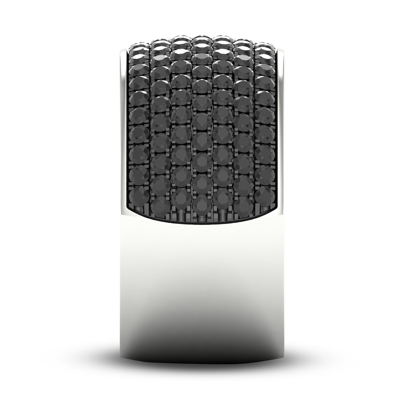 Main Image 4 of Men's Black Diamond Ring 2 ct tw Round 10K White Gold